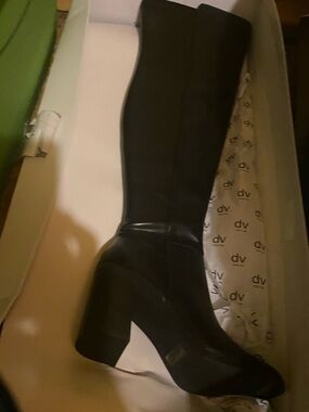 DV by Dolce Vita Black Over-the-Knee Chunky Heel Boots